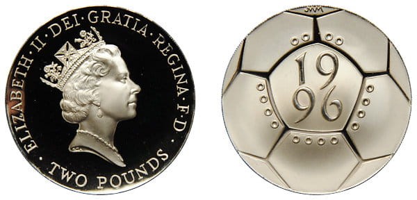 Англия, 2 фунта 1996 футбол