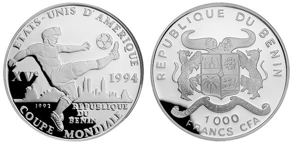 Бенин, 1000 франков 1992 год, ЧМ по футболу в США, ПРУФ