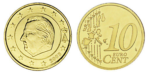 Бельгия, 10 центов 2003 (UNC, латунь)