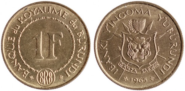 Бурунди, 1 франк 1965 год