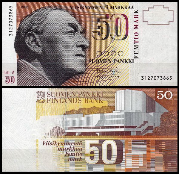 Финляндия 50 марок 1991 (UNC Pick 118)