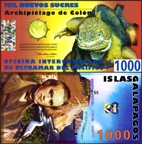 Галапагосские острова 1000 сукре 2011 год. UNC