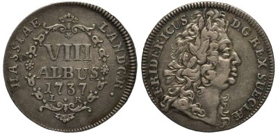 Гессен-Кассель 8 альбус (1/4 талера) 1737 LR, Фридрих I (1760-1785)