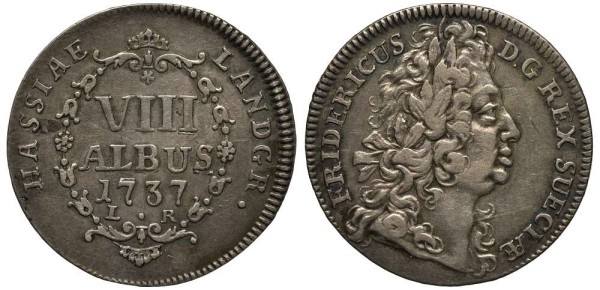 Гессен-Кассель 8 альбус (1/4 талера) 1737 LR, Фридрих I (1760-1785)