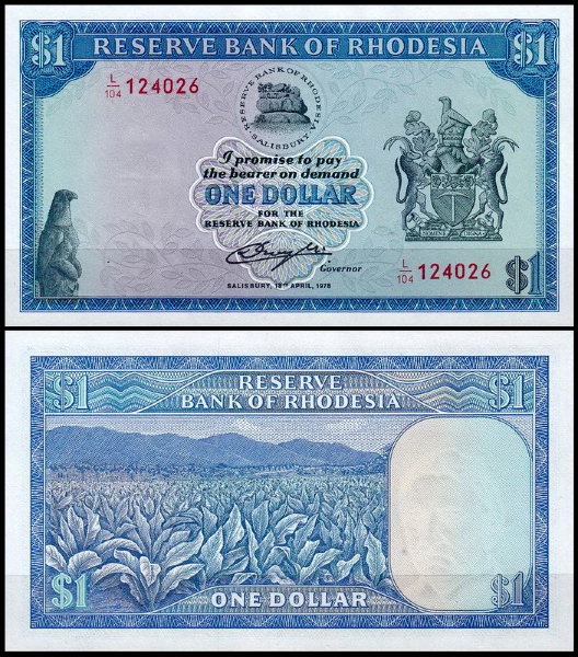 Родезия 1 доллар 1978 (UNC Pick 34c)