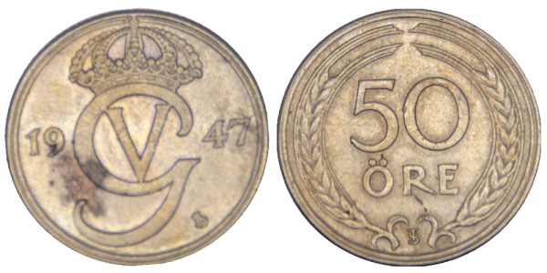 Швеция, 50 эре 1947 год