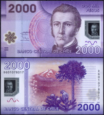 Чили 2000 песо 2009-2018 (UNC Pick 162)