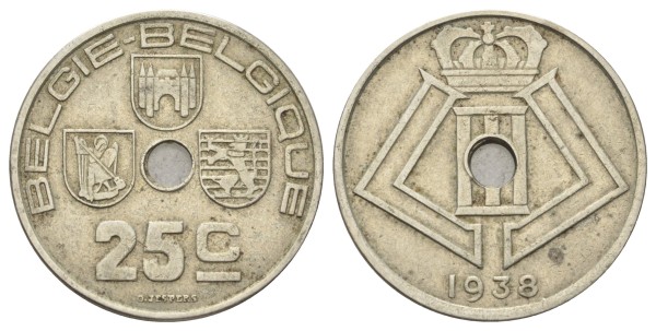 Бельгия, 25 сантимов 1938 год