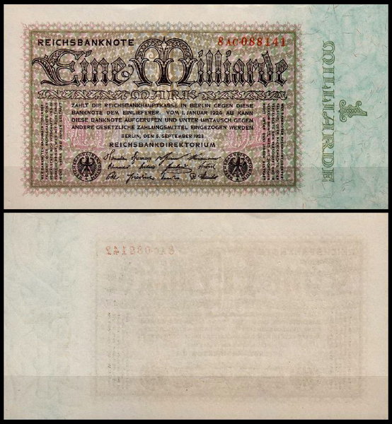 Германия 1.000.000.000 марок 1923 UNC P.114 Вариант 2