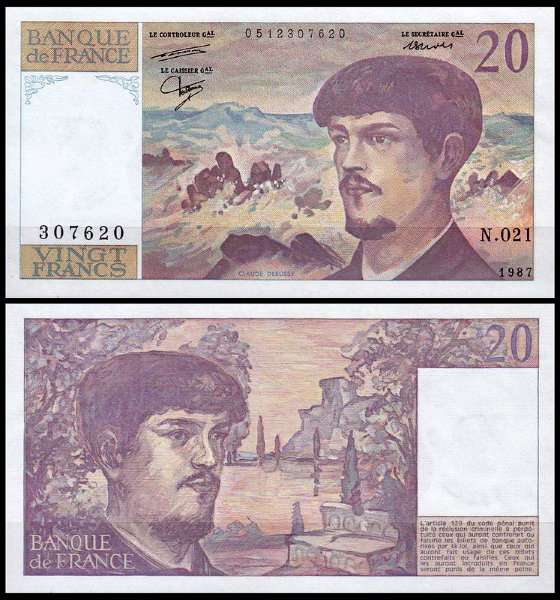 Франция 20 франков 1987 (UNC Pick 151b)