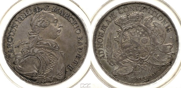 Баден 1 талер 1766 W, Карл Фридрих (1738-1836), в слабе 