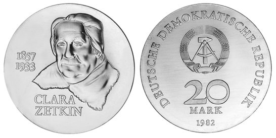 ГДР, 20 марок 1982 год, Клара Цеткин