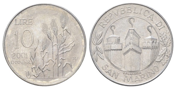Сан Марино, 10 лир 2001 год