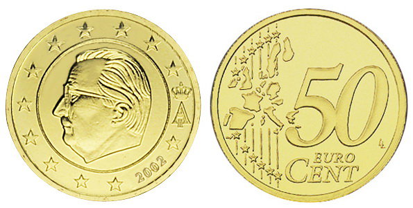 Бельгия, 50 центов 2003 (UNC, латунь)