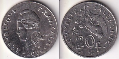 Новая Каледония 20 франков 2006 год