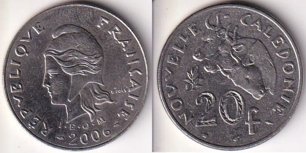 Новая Каледония 20 франков 2006 год