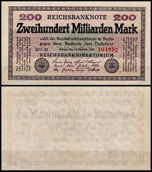 Германия 200.000.000.000 марок 1923 UNC P.121 Вариант 4