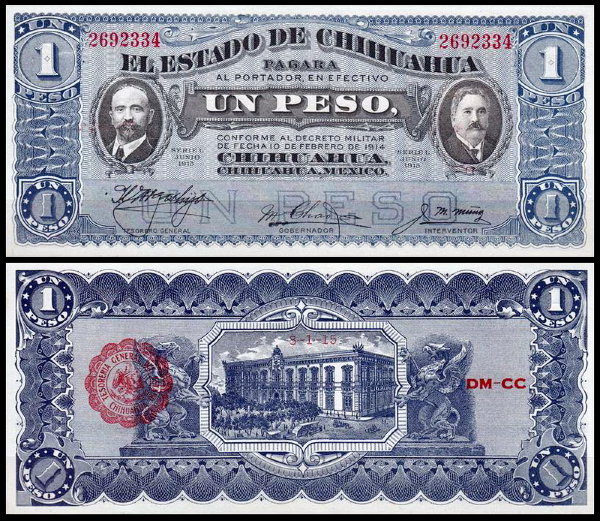 Мексика 1 песо 1914 (UNC Pick S530)