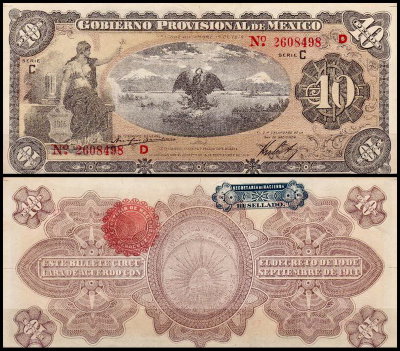 Мексика 10 песо 1914 (UNC Pick S1107)