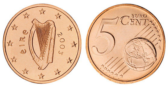 Ирландия, 5 центов 2003 (UNC, медь)