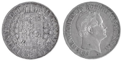Пруссия, 1 талер 1849 год, AUNC