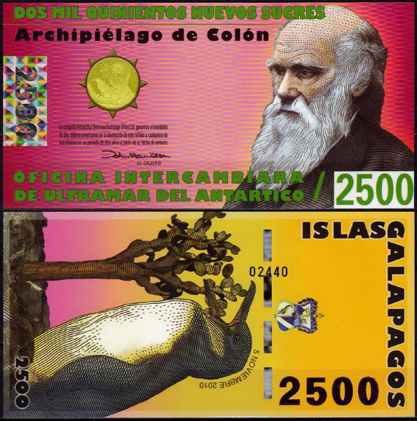 Галапагосские острова 2500 сукре 2011 год. UNC