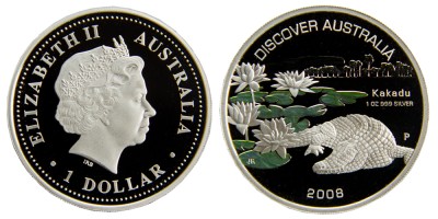 Австралия, 1 доллар 2008 год,  Национальный парк Какаду