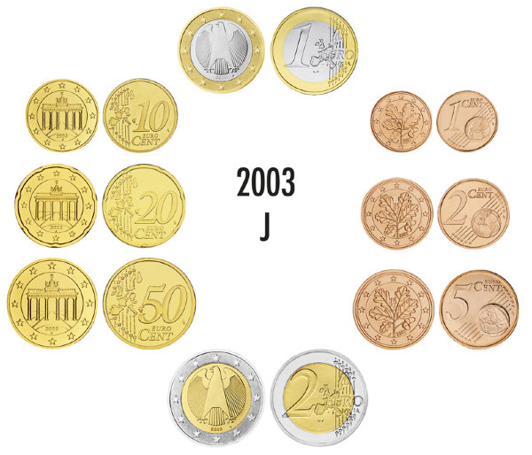 Германия, Набор монет 2003J года (блистер)