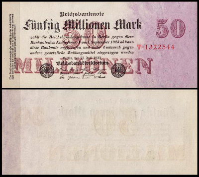 Германия 50.000.000 марок 1923 UNC P.98 Вариант 2