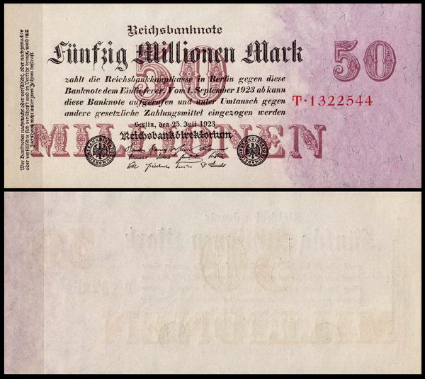 Германия 50.000.000 марок 1923 UNC P.98 Вариант 2