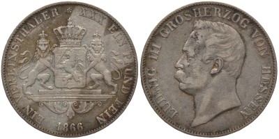 Гессен-Дармштадт 1 талер 1866 Людвиг III (1848-1877)