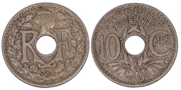 Франция, 10 сантимов 1931 год