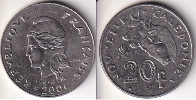 Новая Каледония 20 франков 2006 год