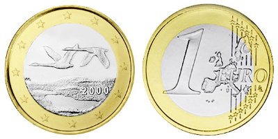 Финляндия, 1 евро 2000 (UNC, биметалл)