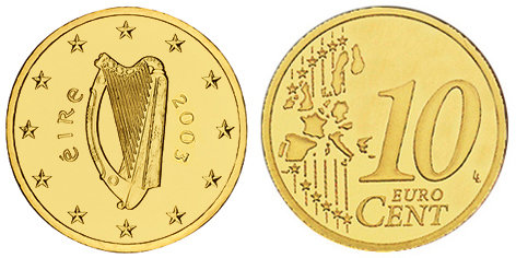 Ирландия, 10 центов 2003 (UNC, латунь)