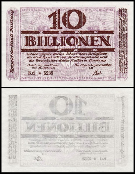 Дуйсбург 1.000.000.000.000 марок 1923 (UNC) Дуйсбург 1.000.000.000.000 марок 1923 (UNC)