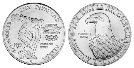 США, 1 доллар 1983 год, XXIII Олимпийские Игры в Лос-Анжелесе
