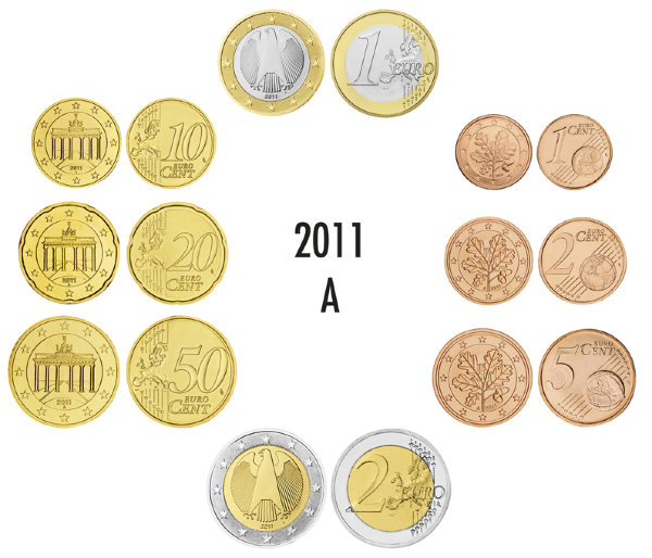 Германия, Набор монет 2011A года (блистер)