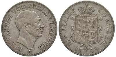 Ганновер 1 талер 1849 A, Эрнст Август (1837-1851)