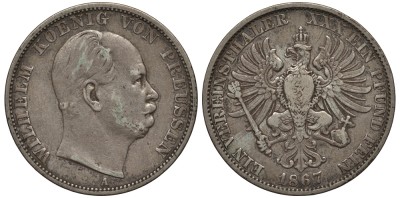 Пруссия 1 талер 1867 А, Вильгельм I (1861-1888)