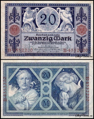 Германия 20 марок 1915 UNC P.63