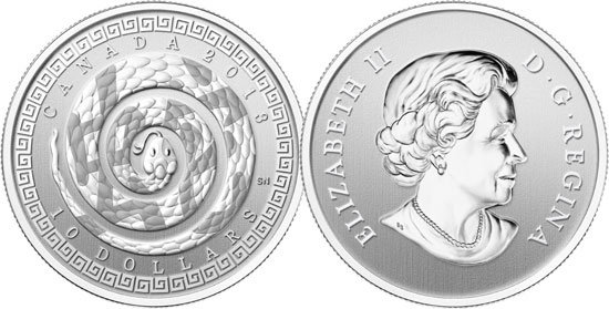 Канада, 10 долларов 2013 год, Год змеи (2)