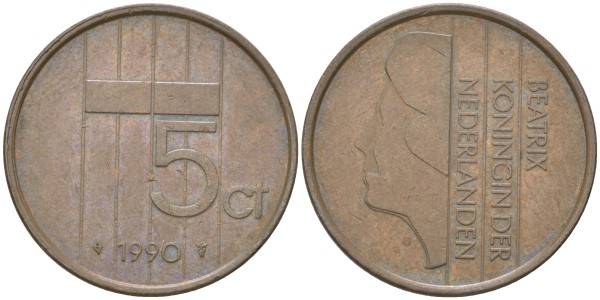 Нидерланды 5 центов 1990 год