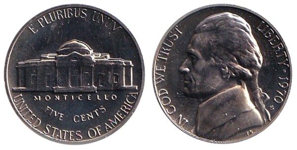 США, 5 центов 1970 год S