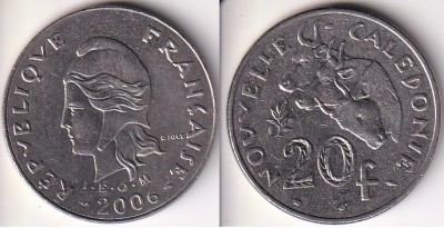 Новая Каледония 20 франков 2006 год