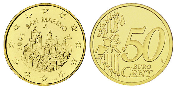 Сан Марино, 50 центов 2003 (UNC, латунь)