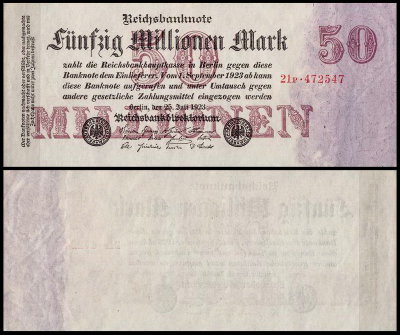 Германия 50.000.000 марок 1923 UNC P.98 Вариант 1