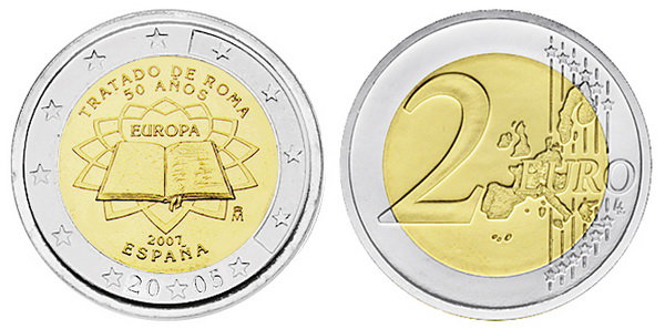 Испания, 2 евро 2007 год, 50 лет Римского договора