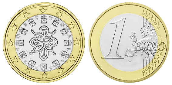 Португалия, 1 евро 2009 (UNC, биметалл)