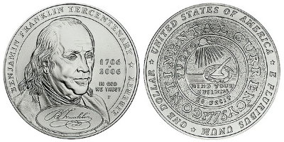 США, 1 доллар 2006 год, Бенджамин Франклин